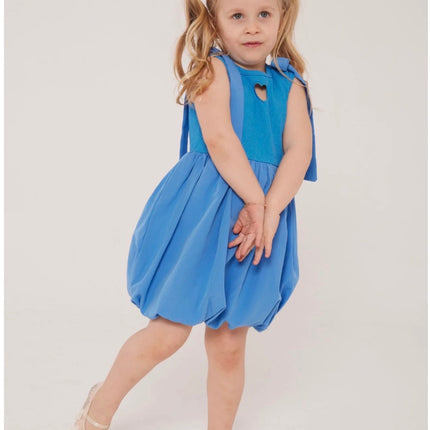 Heart Detail Balloon Dress – Blue