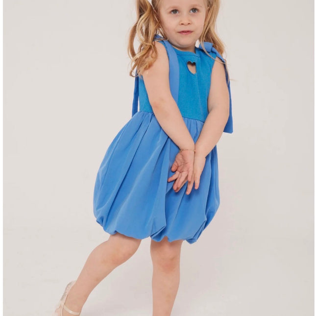 Heart Detail Balloon Dress – Blue