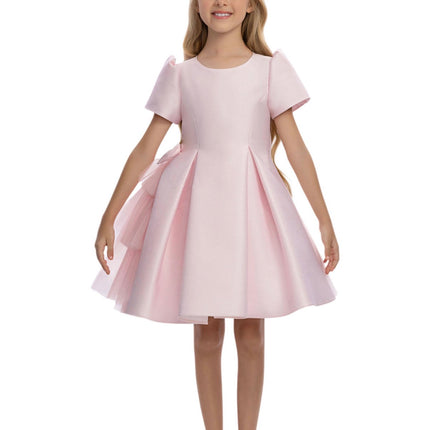 Girls Layered Tulle Side-Bow Dress