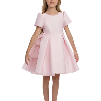 Girls Layered Tulle Side-Bow Dress