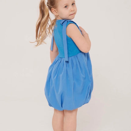 Heart Detail Balloon Dress – Blue
