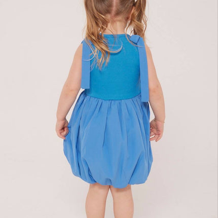 Heart Detail Balloon Dress – Blue