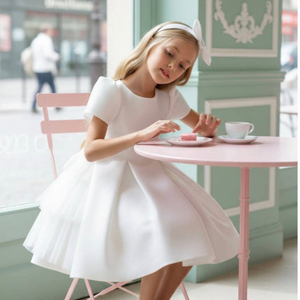 Girls Layered Tulle Side-Bow Dress