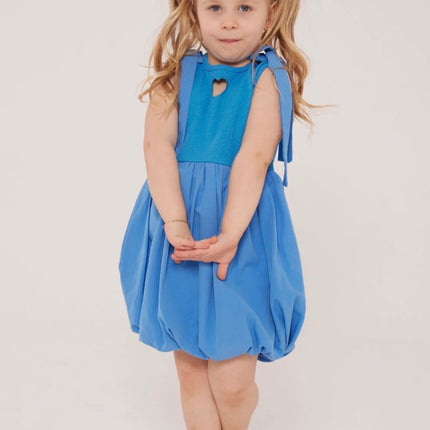 Heart Detail Balloon Dress – Blue