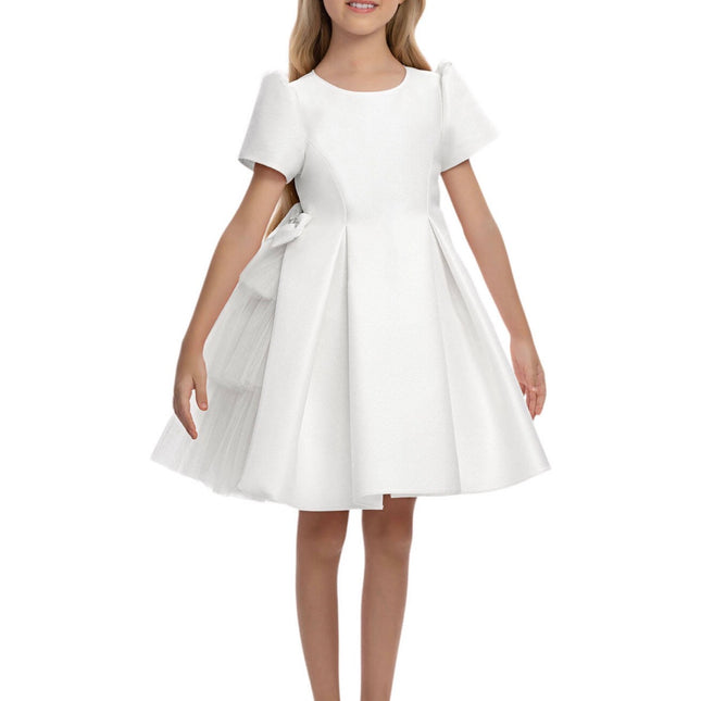 Girls Layered Tulle Side-Bow Dress