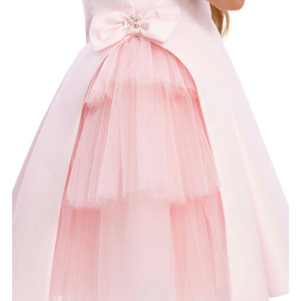 Girls Layered Tulle Side-Bow Dress